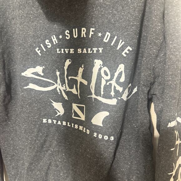 Salt Life Men’s Full Zip Sweatshirt Hoodie sz L Charcoal Grey cotton blend soft - Picture 4 of 6